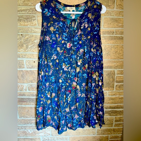 Umgee Dresses & Skirts - UMGEE Teal Floral Boho Babydoll Dress Size Large sleeveless